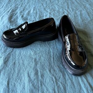 Qupid Black Patent Platform Loafers